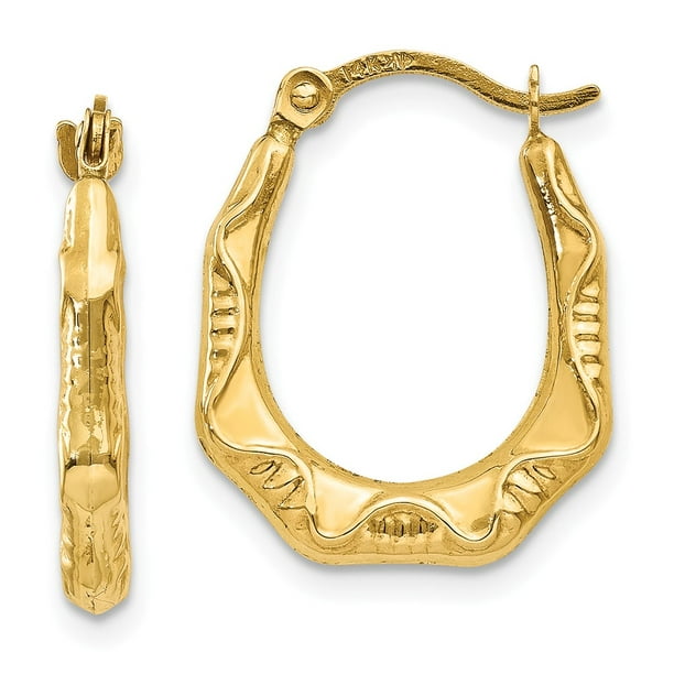 FB Jewels 14K Yellow Gold Oval Hoop Earrings 